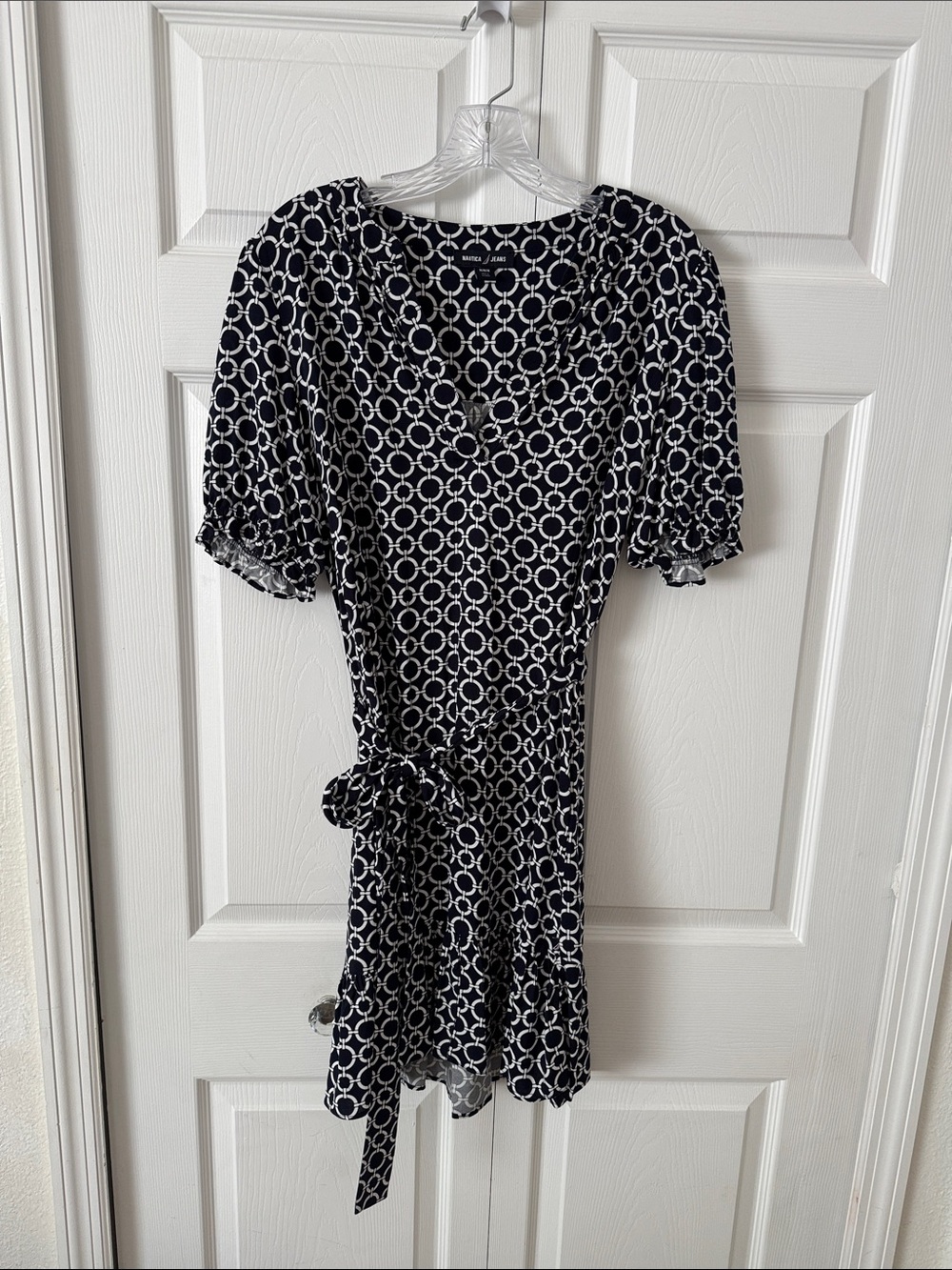 Nautica Black & White Circle Print Mini Dress medium